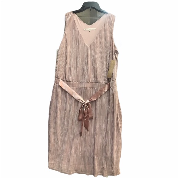 NWT,Rachel Roy Sleeveless Metallic Pleated,blush - Picture 2 of 12